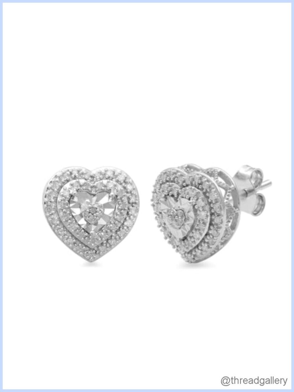 925 Sterling Silver Heart Diamond Stud Earrings Natural 1/4 CTW Push Back